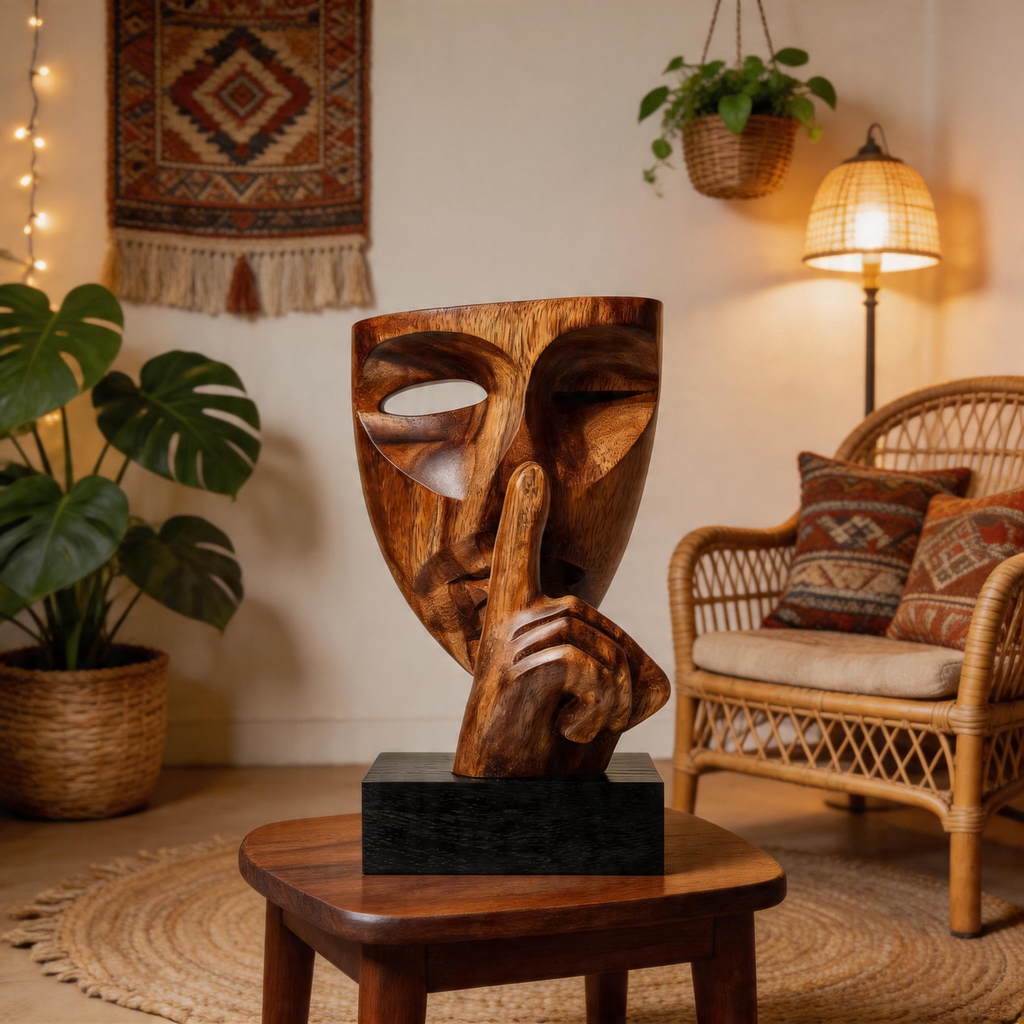 Polished Silence Mask Sculpture