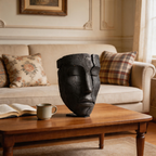 Charred Split Eroded Visage Sculpture