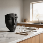 Charred Split Eroded Visage Sculpture