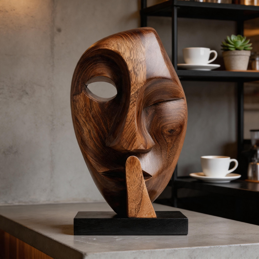 Asymmetrical Whisper Mask Sculpture