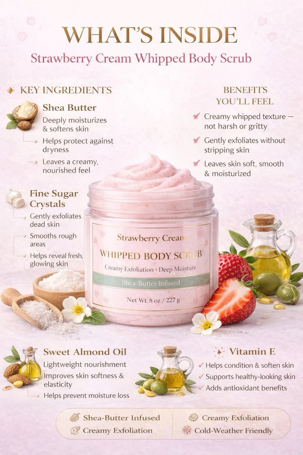 Strawberry Cream Whipped Body Scrub