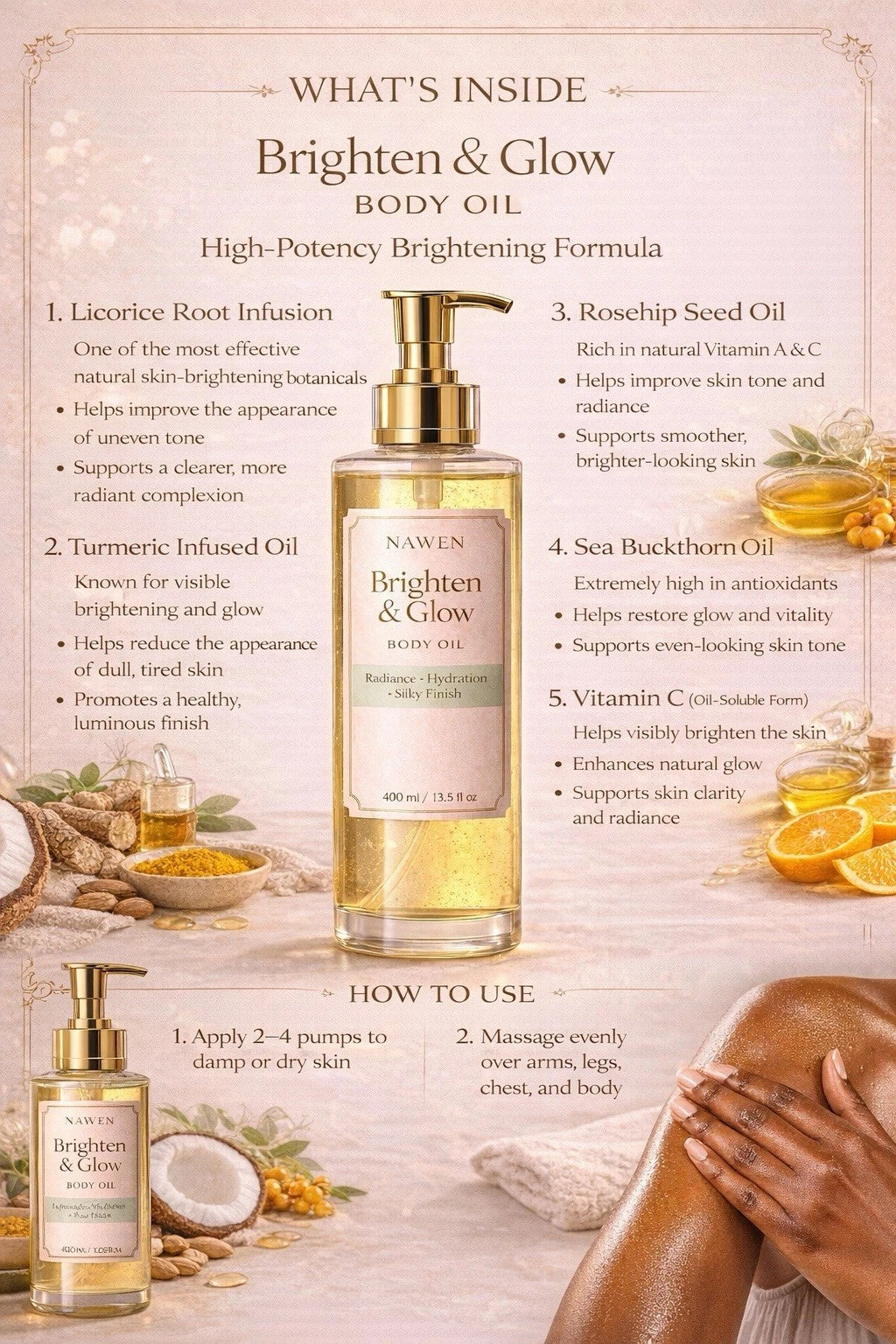 Brighten & Glow Body Oil – Lightweight • Moisturizing • Radiance Boost